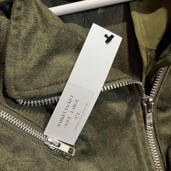 NWT VICI Olive Micro Suede Multi Zip Moto Jacket Size Large $72 Brushed Fitted - Picture 3 of 4